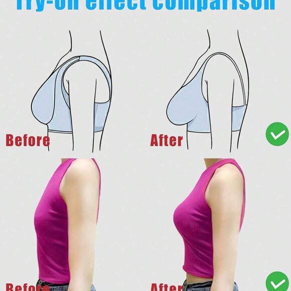 Women's Black Comfort Seamless Deep V Push-Up Adjustable Bra Sports Beautify The - Picture 10 of 11